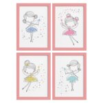 Quadros para Quarto de Menina Fadas Moldura Rosa 22x32cm