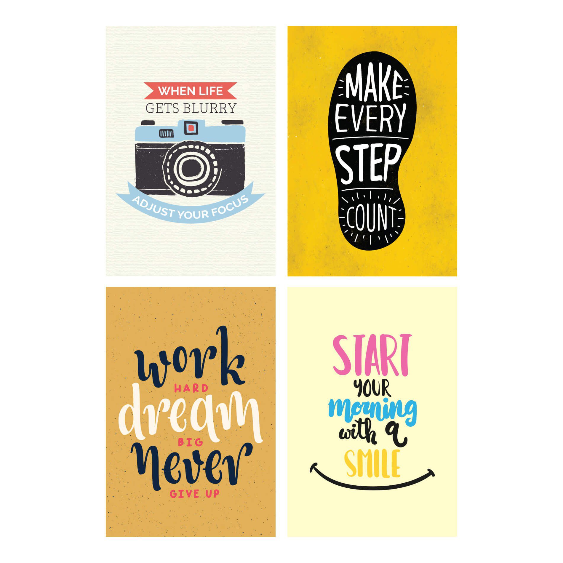 Placas Decorativas Frases Positivas Em Inglês Kit 4un