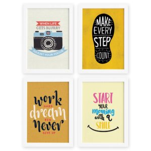 Quadros com Frases Motivação Inglês Moldura Branca
