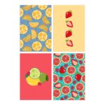 Placas Decorativas MDF Frutas Cítricas 20x30cm Kit 4un