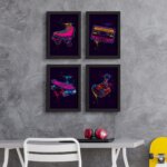 Quadros para Quarto Hobbies Moldura Preta 22x32cm Kit 4un