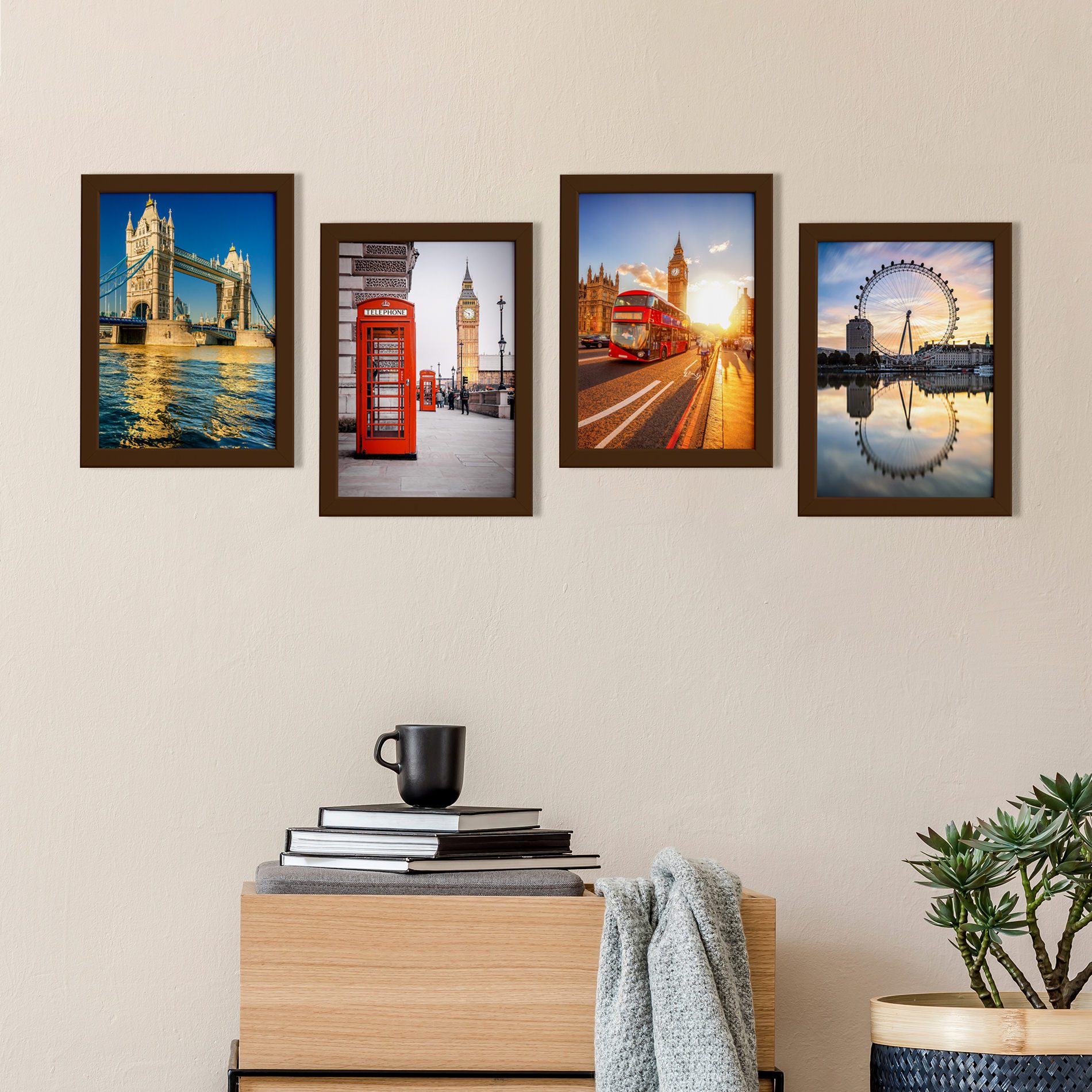 Quadros Fotos Londres Moldura Marrom 22x32cm Kit4un
