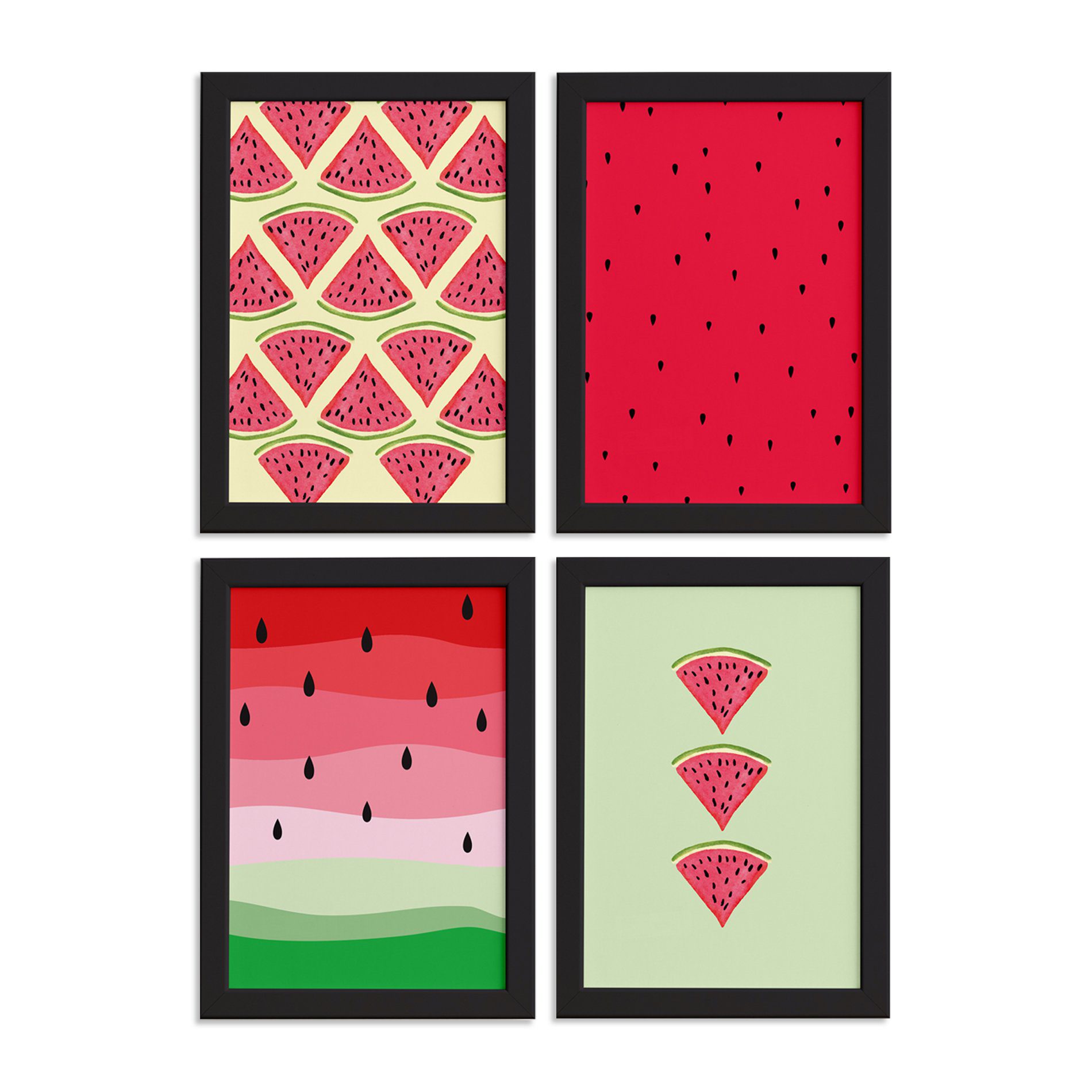Quadros Decorativos Melancias Moldura Preta 4un 22x32cm