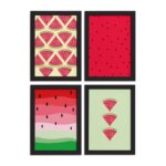Quadros Decorativos Melancias Moldura Preta 4un 33x43cm