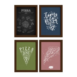 Quadros Pizza Momento Moldura Marrom 33x43cm 4un