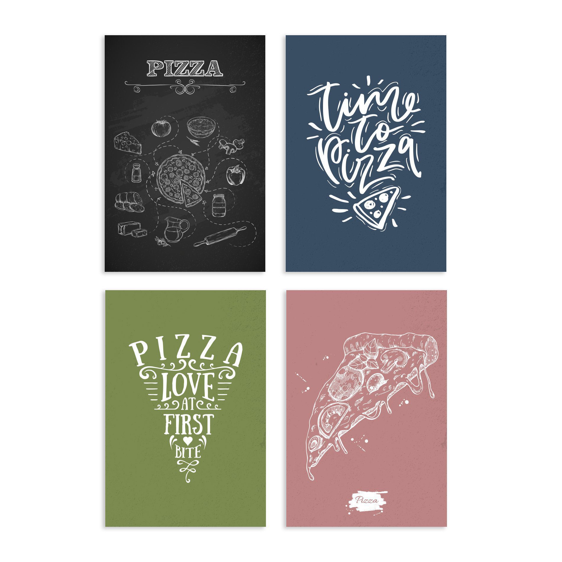 Placas Decorativas Pizza Momento MDF 30x40cm Kit 4un