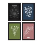 Quadros Momento Pizza Moldura Preta 33x43cm 4un