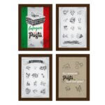 Quadros Pasta Italiana Moldura Marrom 33x43cm 4un