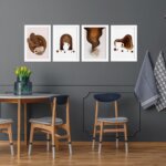 Quadros Café Paper para Cozinha Moldura Branca 22x32 Kit 4un