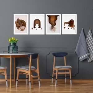 Quadros Café Paper para Cozinha Moldura Branca 22x32 Kit 4un,Quadros Café Paper para Cozinha Moldura Branca 22x32 Kit 4un