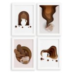 Quadros Café Paper para Cozinha Moldura Branca 33x43 Kit 4un