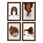 Quadros Café Paper para Cozinha Moldura Marrom 33x43 Kit 4un
