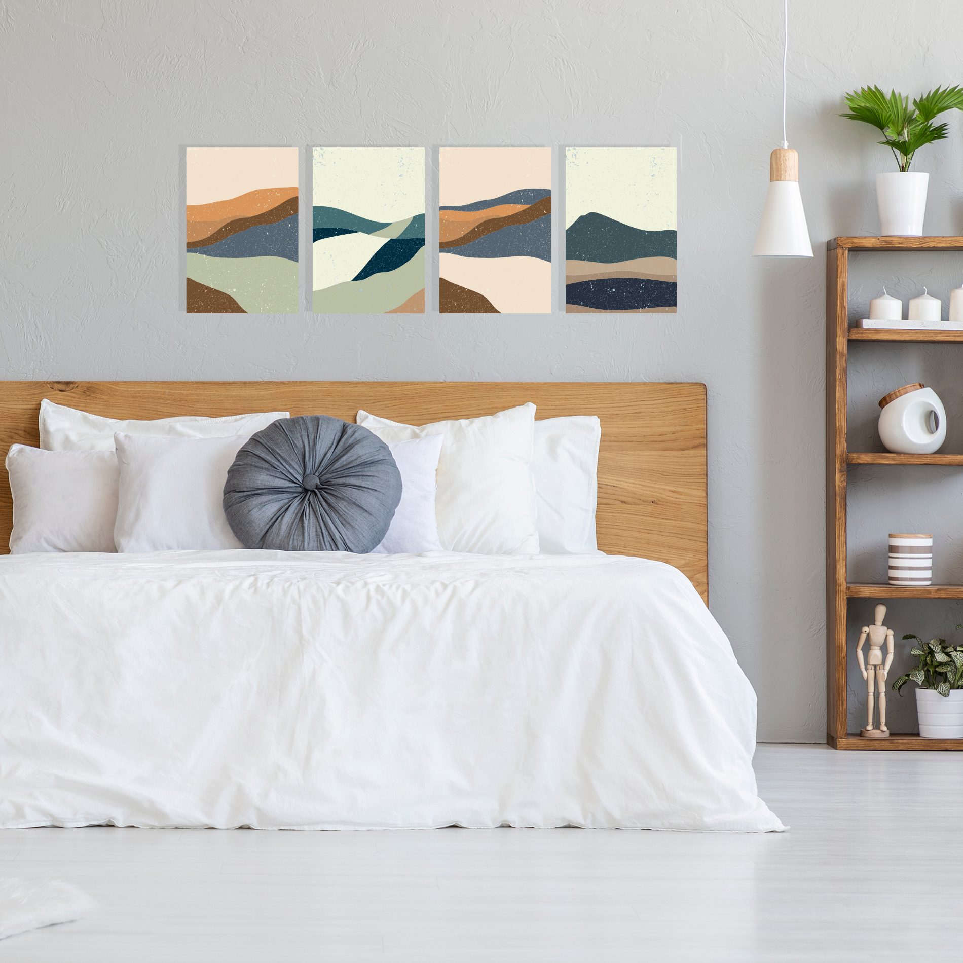 Placas Decorativas Abstratas Paisagens Quentes 20x30 Kit 4un,Placas Decorativas Abstratas Paisagens Quentes 20x30 Kit 4un