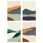 Placas Decorativas Abstratas Paisagens Quentes 30x40 Kit 4un