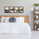 Quadros Quarto de Casal Abstratos Paisagens Quentes Mold Marrom 22x32 Kit 4u