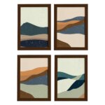 Quadros Abstratos Paisagens Quentes Mold Marrom 33x43 Kit 4u