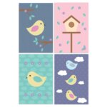 Kit de Placas Decorativas Pássaros 4un 20x30cm