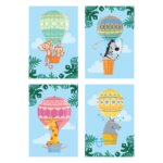 Placas Decorativas Balões Safari 20x30cm Kit 4un