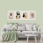 Quadros Folhagem e Cerâmica Moldura Branca 22x32cm Kit 4un