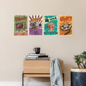 Placas Decorativas Vintage Cinema 20x30cm Kit 4un,Placas Decorativas Vintage Cinema 20x30cm Kit 4un