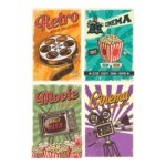 Placas Decorativas Vintage Cinema 30x40cm Kit 4un