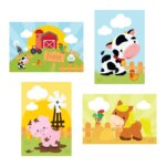 Placas Decorativas Animais Fazenda Feliz 20x30cm Kit 4un