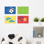 Placas Decorativas Futebol Infantil Kids kit 4un 20x30cm
