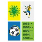 Kit Placa Decorativa MDF País do Futebol Verde Amarela 4un