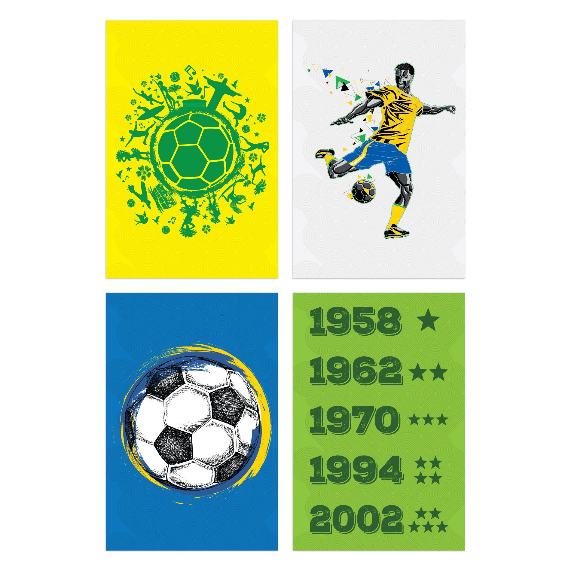 Kit Placas Decorativas País do Futebol Verde Amarela 4un