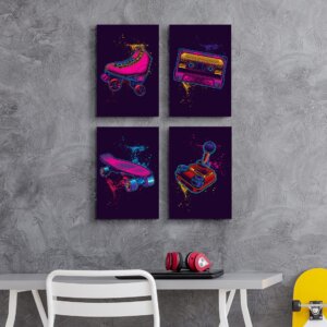 Placas Decorativas para Quarto Hobbies 20x30cm Kit 4un,Placas Decorativas para Quarto Hobbies 20x30cm Kit 4un