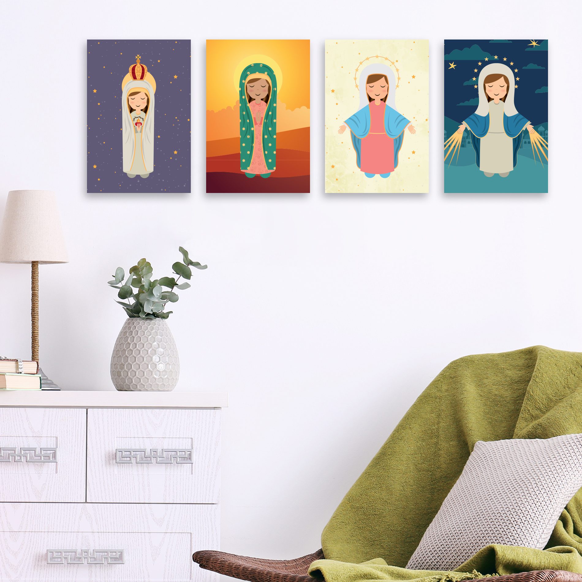 Placas Decorativas Nossa Senhora Virgem Maria 20x30 Kit 4un,Placas Decorativas Nossa Senhora Virgem Maria 20x30 Kit 4un