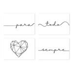 Placas Decorativas Frase Para Todo o Sempre Kit 4un 30x40cm