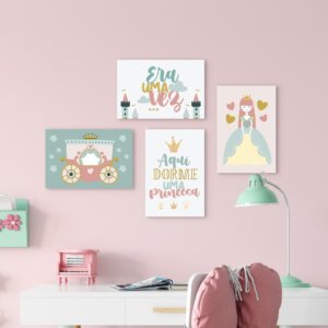 Placas Decorativas Aqui Dorme Uma Princesa 20x30cm Kit 4un,Placas Decorativas Aqui Dorme Uma Princesa 20x30cm Kit 4un
