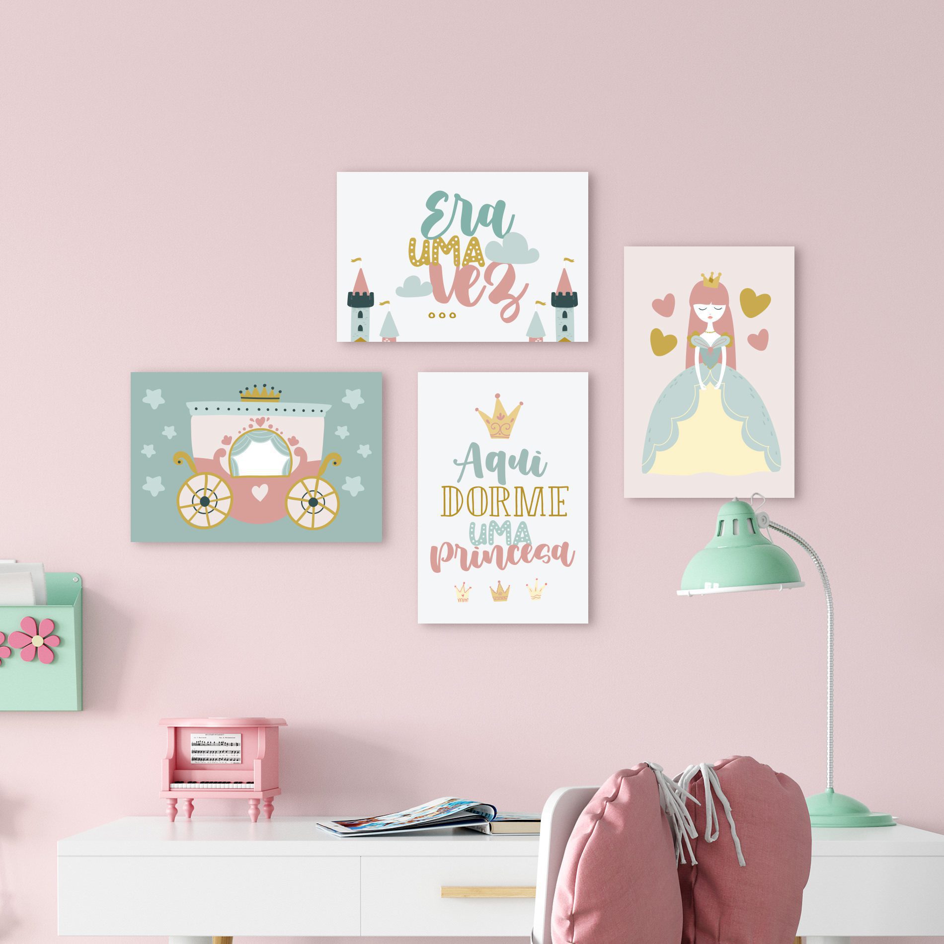 Placas Decorativas Aqui Dorme Uma Princesa 20x30cm Kit 4un,Placas Decorativas Aqui Dorme Uma Princesa 20x30cm Kit 4un