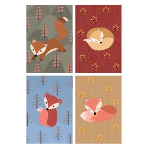 Placa Decorativa Infantil Raposinha Kit 4un 20x30cm