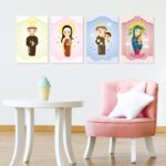 Placas Decorativas Religiosas Santos Padroeiros 20x30cm Kit 4un
