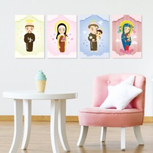 Placas Decorativas Religiosas Santos Padroeiros 20x30cm Kit 4un,Placas Decorativas Religiosas Santos Padroeiros 20x30cm Kit 4un