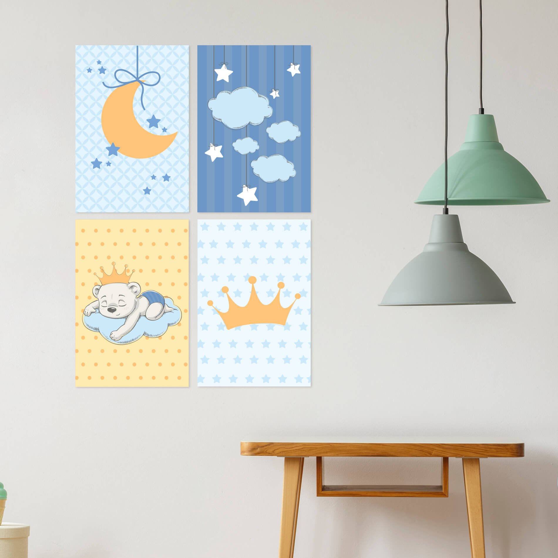 Placas Decorativas Ursinho Príncipe MDF 30x40cm Kit 4un