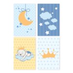 Placas Decorativas Ursinho Príncipe MDF 20x30cm Kit 4un