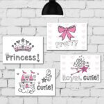 Placa Decorativa para Quarto de Menina Princesa Kit 4un