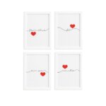 Quadros Frases Fé e Família Moldura Branca 22x32cm Kit 4un