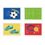 Quadros Futebol Infantil Kids kit 4un Moldura Branca 33x43cm