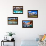Quadros Paisagens Chile kit 4un Moldura Marrom 22x32cm