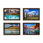 Quadros Paisagens Chile kit 4un Moldura Marrom 33x43cm
