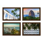 Quadros Cidade Rio de Janeiro kit 4un Moldura Marrom 33x43cm