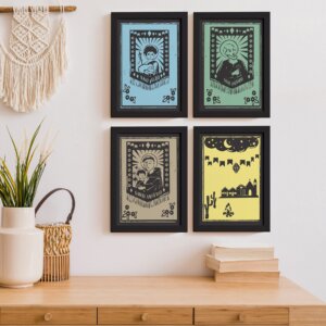 Quadros Religiosos Santos Juninos Moldura Preta 22x32cm Kit 4un,Quadros Religiosos Santos Juninos Moldura Preta 22x32cm Kit 4un