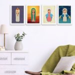 Quadros Religiosos Virgem Maria Moldura Branca 22x32 Kit 4un
