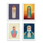 Quadros Nossa Senhora Virgem Maria Mold Branca 33x43 Kit 4un