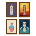 Quadros Religiosos Virgem Maria Mold Marrom 33x43 Kit 4un