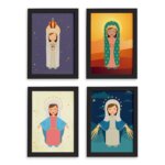 Quadros Nossa Senhora Virgem Maria Mold Preta 33x43 Kit 4un
